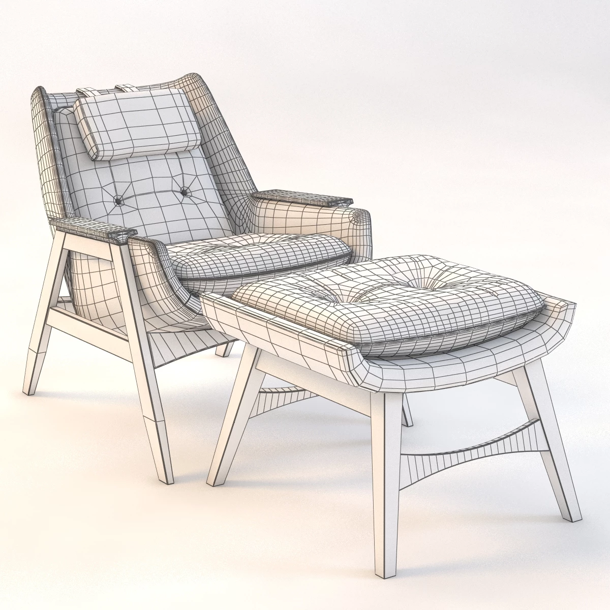 Adrian Pearsall Lounge Chair with Ottoman 3D Model_03