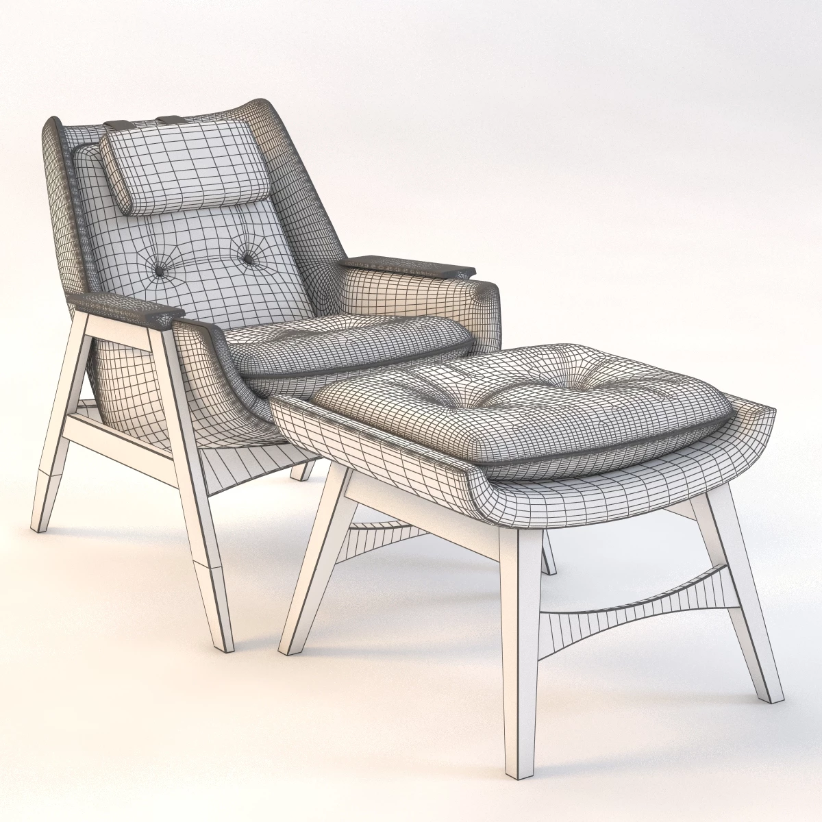 Adrian Pearsall Lounge Chair with Ottoman 3D Model_04