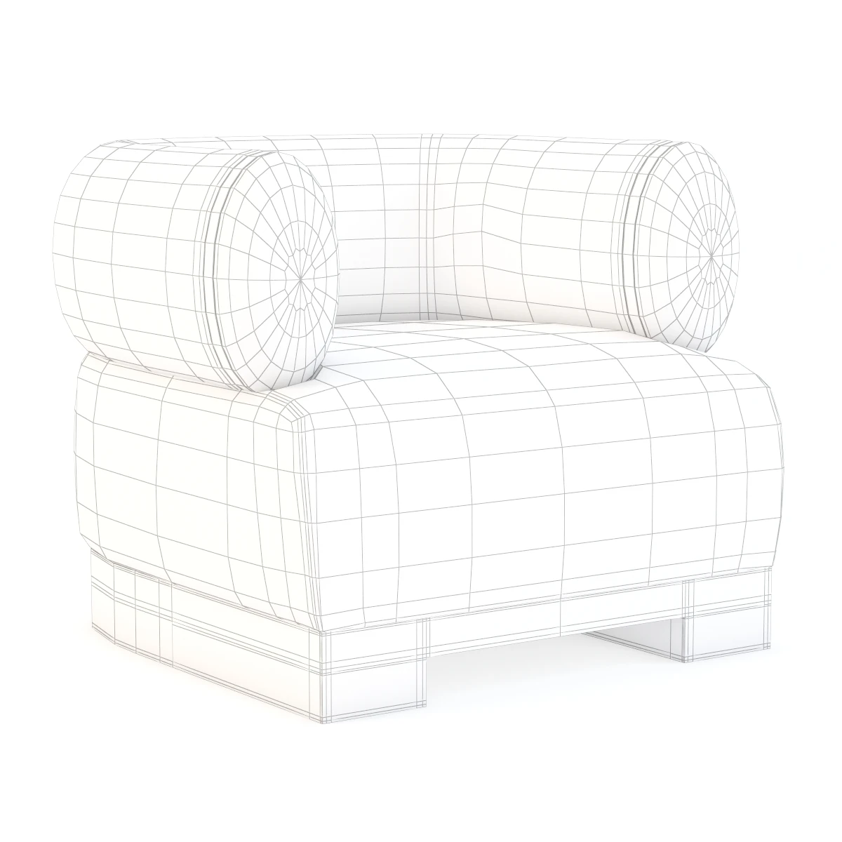 Armchair Dr100 With Gold Metal 3D Model_04