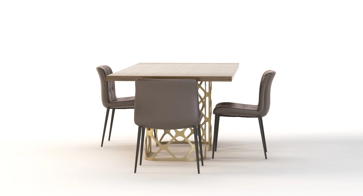 Bontempi Casa Majesty Wood Dining Table And Chair Set 3D Model_012