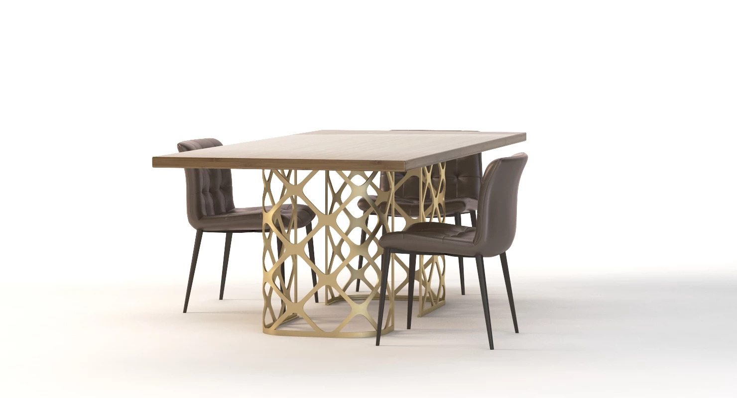 Bontempi Casa Majesty Wood Dining Table And Chair Set 3D Model_020