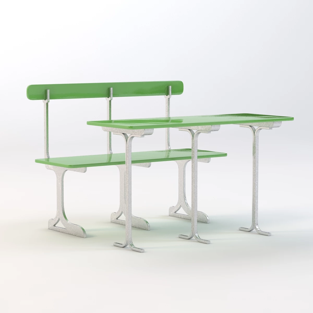 Cafe Seating and Bench 3D Model_01
