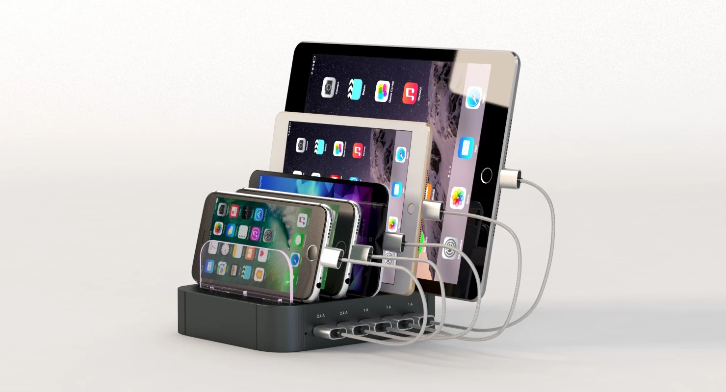 Charging Station 5 Port Cell Phone Usb Hub Organizer 3D Model_011