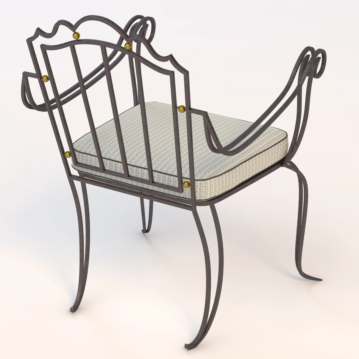 Drake Wrought Iron Arm Chair 3D Model_08