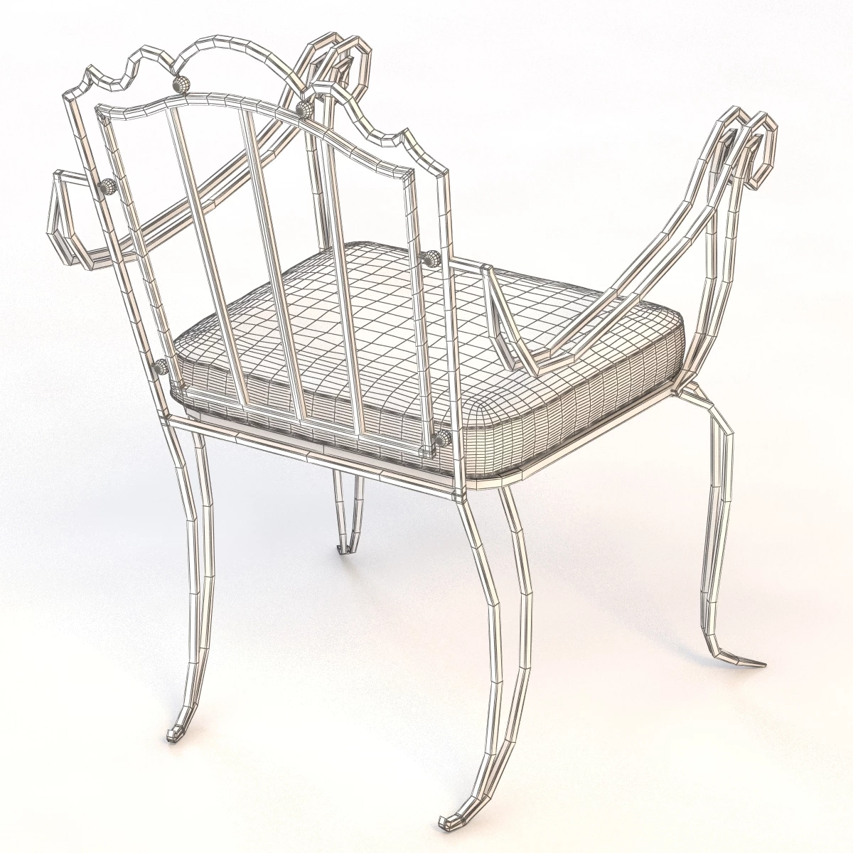 Drake Wrought Iron Arm Chair 3D Model_010