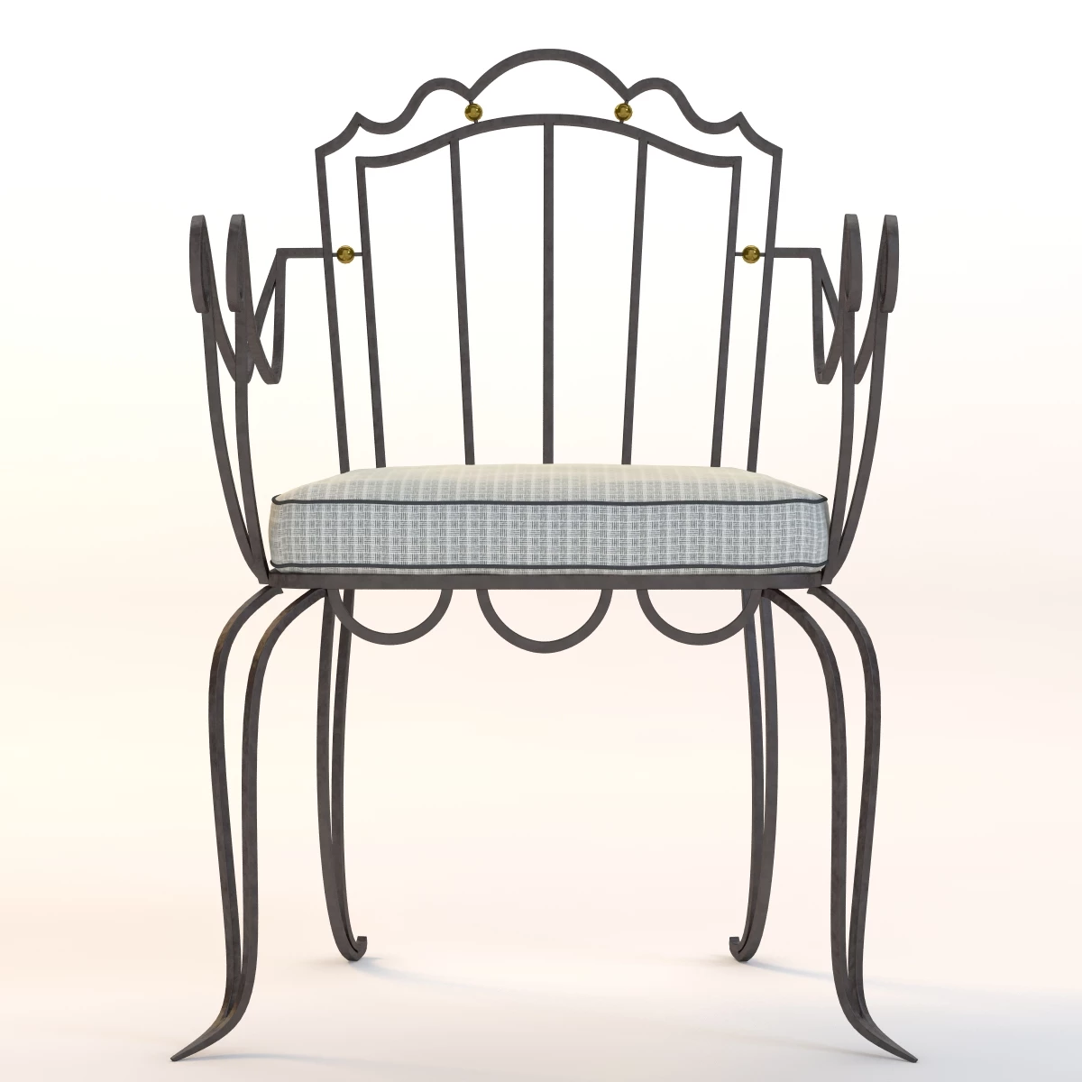 Drake Wrought Iron Arm Chair 3D Model_014