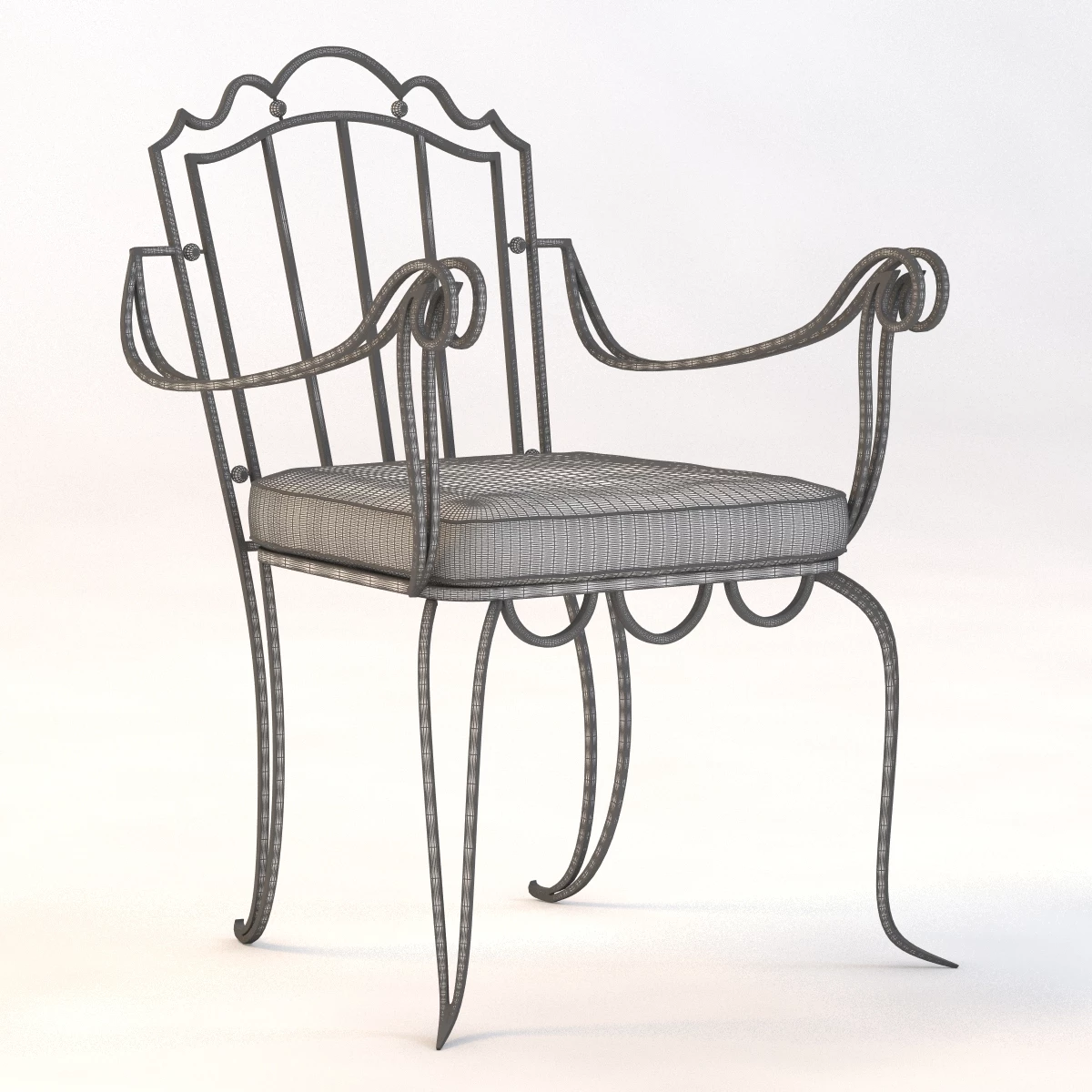 Drake Wrought Iron Arm Chair 3D Model_03