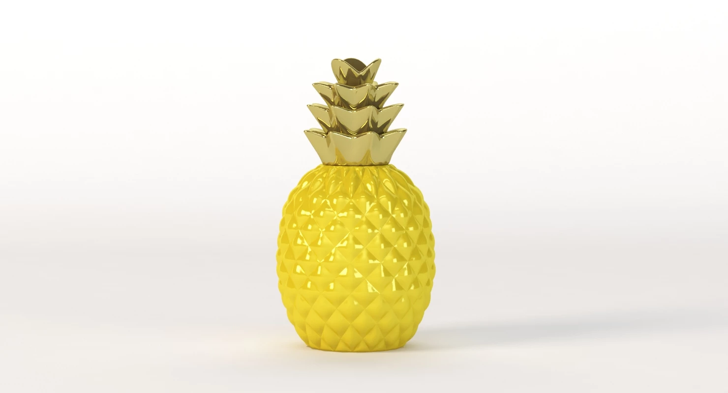 Elegant Ceramic Pineapple Centerpiece Decor 3D Model_04