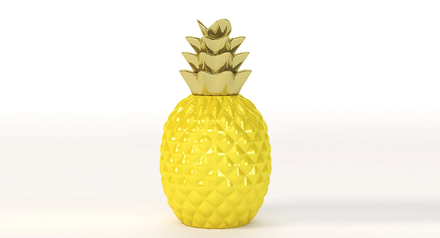 Elegant Ceramic Pineapple Centerpiece Decor 3D Model_01