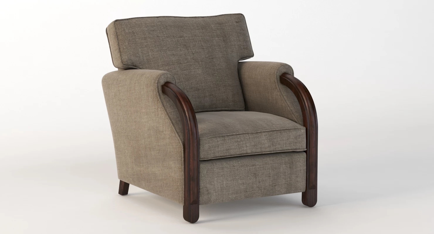 Eugene Printz 19th Century Lounge Armchair 3D Model_04