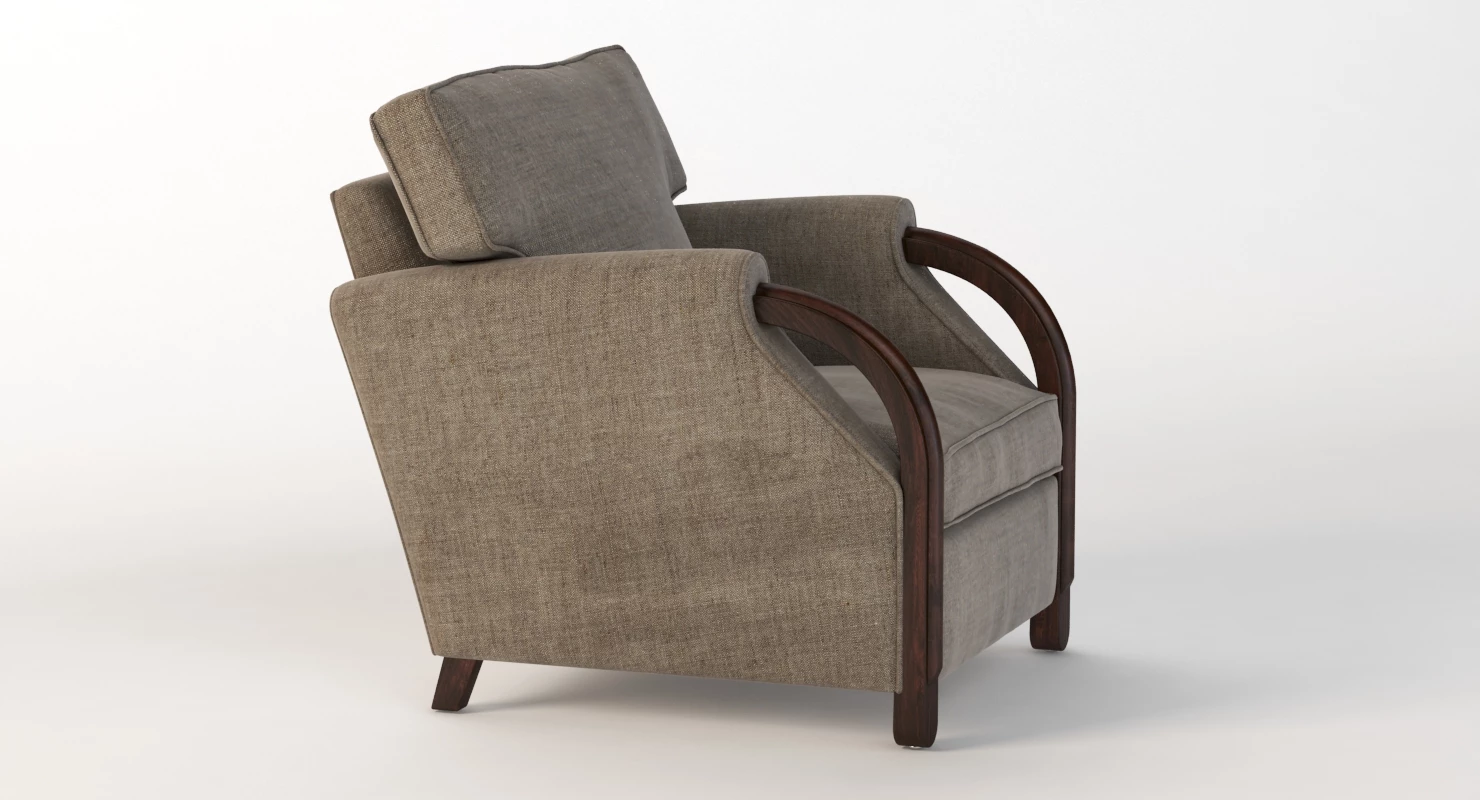 Eugene Printz 19th Century Lounge Armchair 3D Model_05