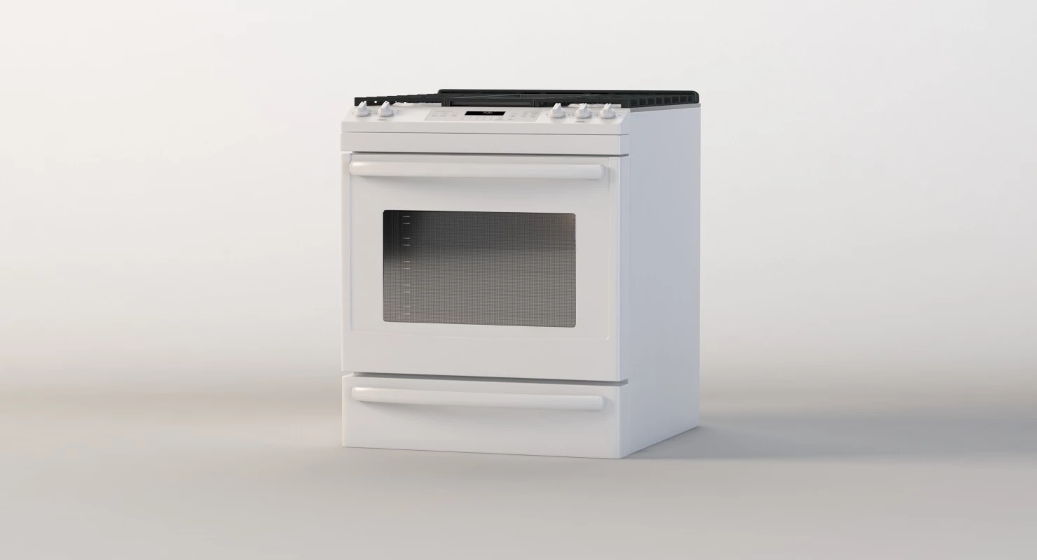 General Electric 30 White Slide In Convection Oven Gas Range 3D Model_08