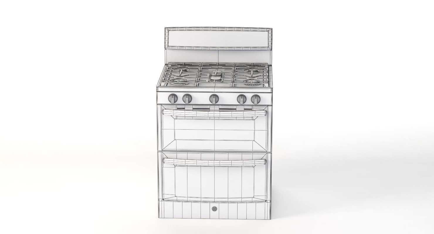General Electric Free Standing Gas Double Oven Convection Range 3D Model_011
