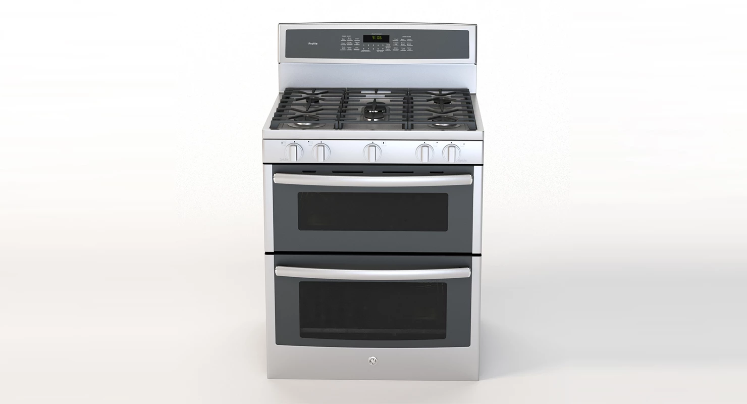 General Electric Free Standing Gas Double Oven Convection Range 3D Model_01