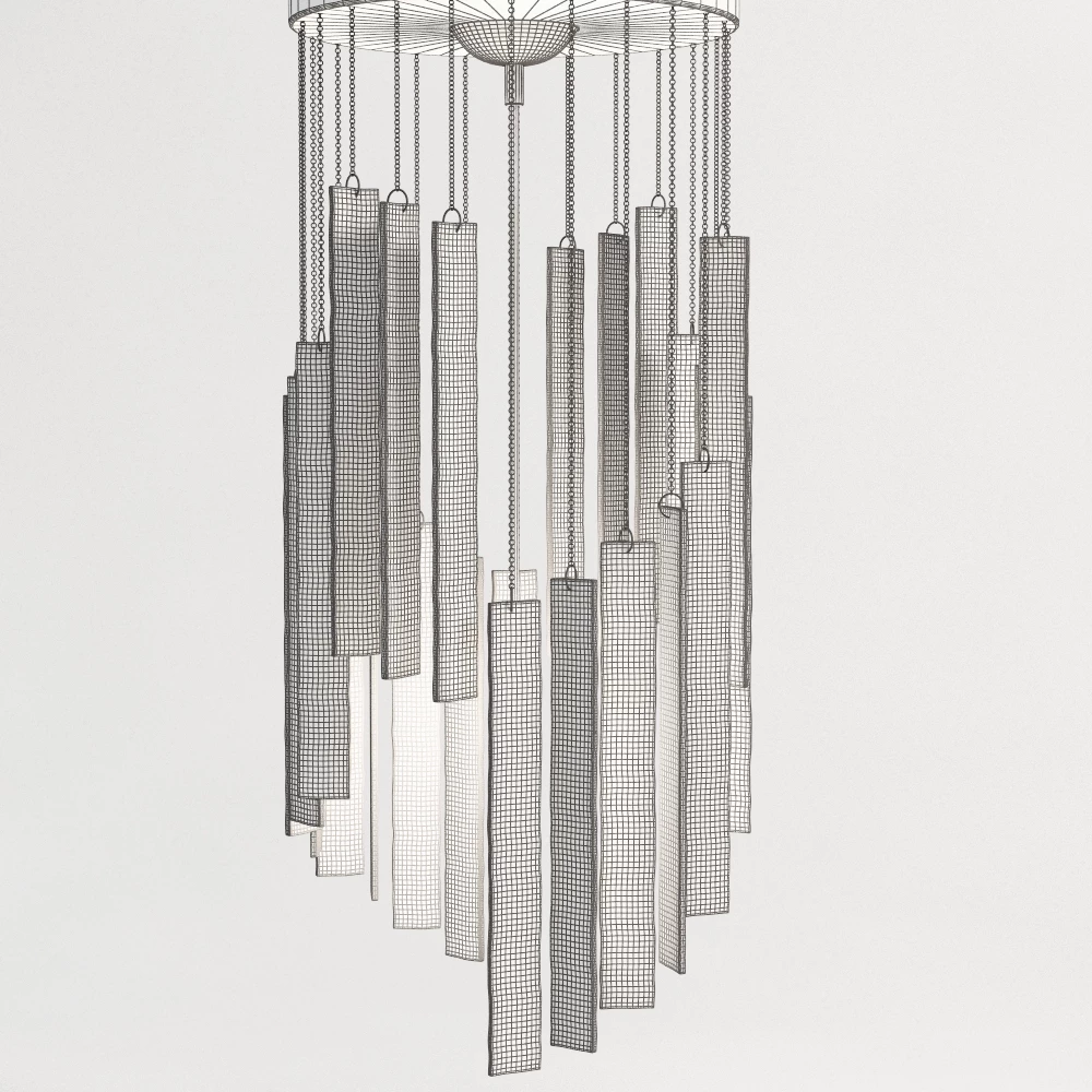 Glass Plate Brass Ceiling Pendant 3D Model_03