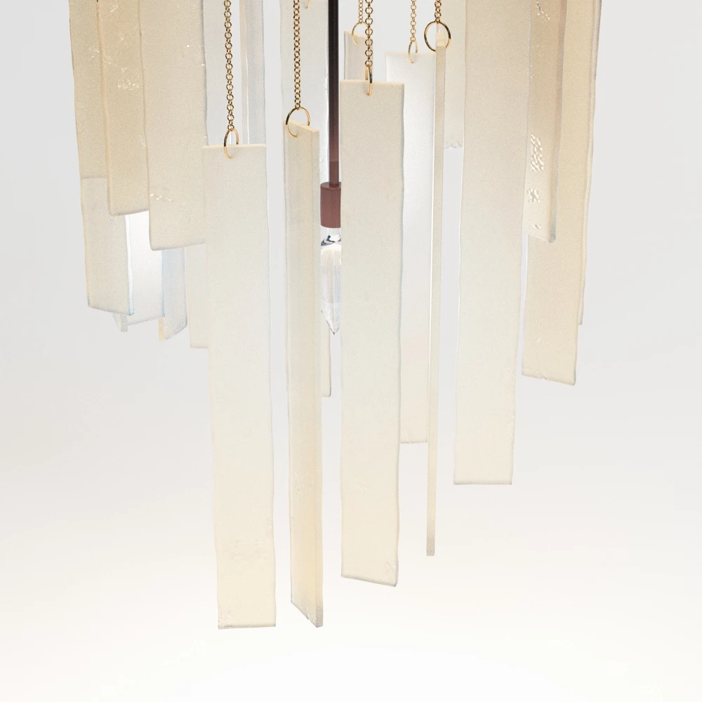 Glass Plate Brass Ceiling Pendant 3D Model_04