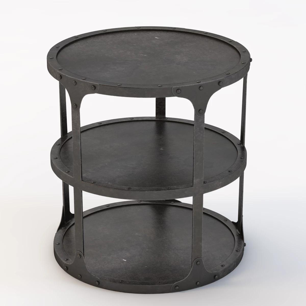 Industrial Riveted Side Table 3D Model_01