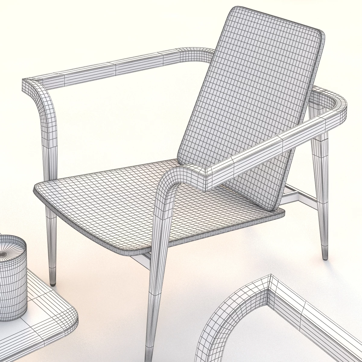 Modernatique Chair And Table 3D Model_010