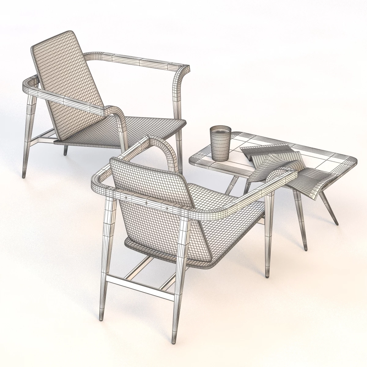 Modernatique Chair And Table 3D Model_07
