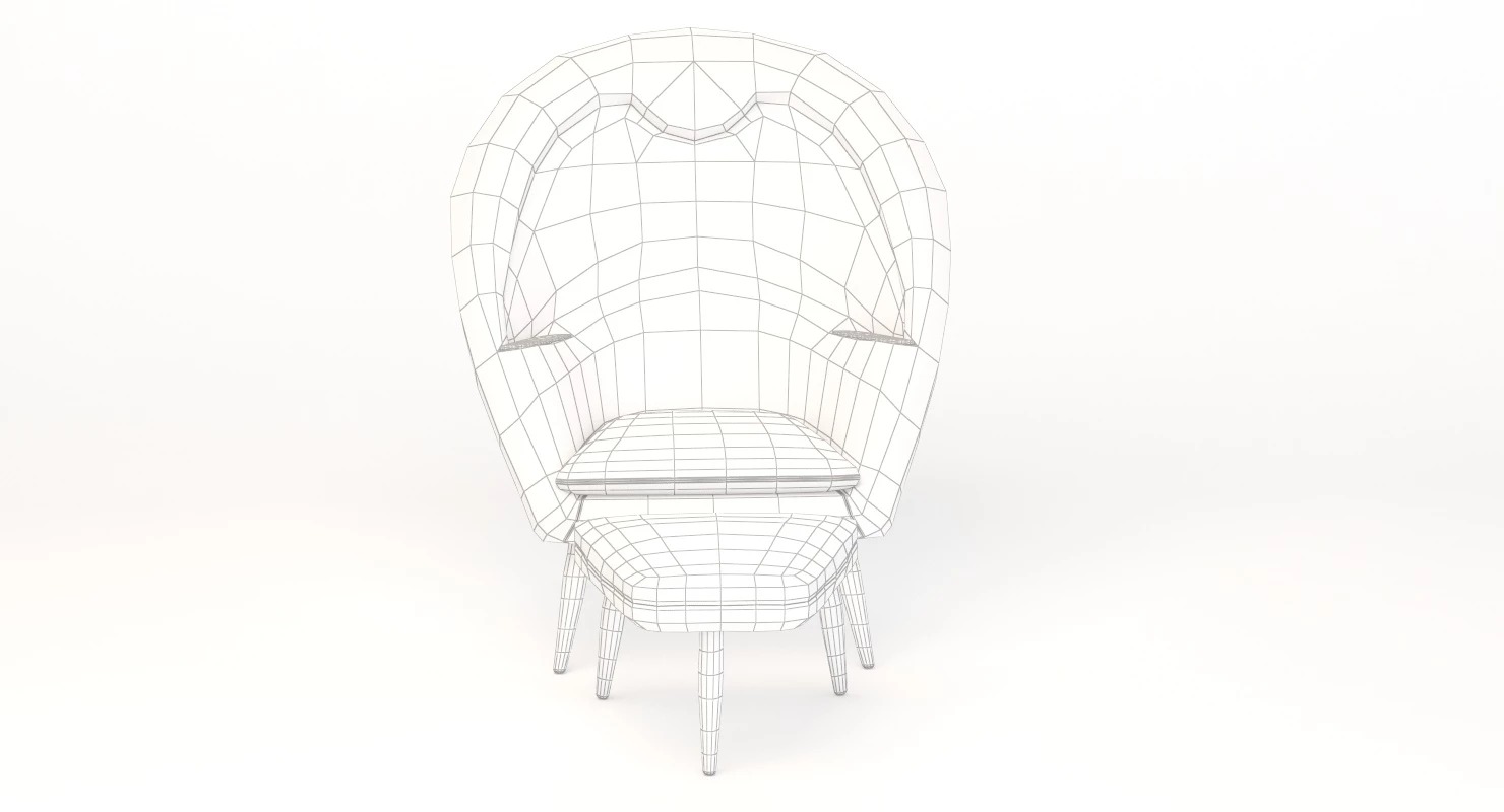 Nanna Ditzel Oda Lounge Chair And Ottoman 3D Model_04