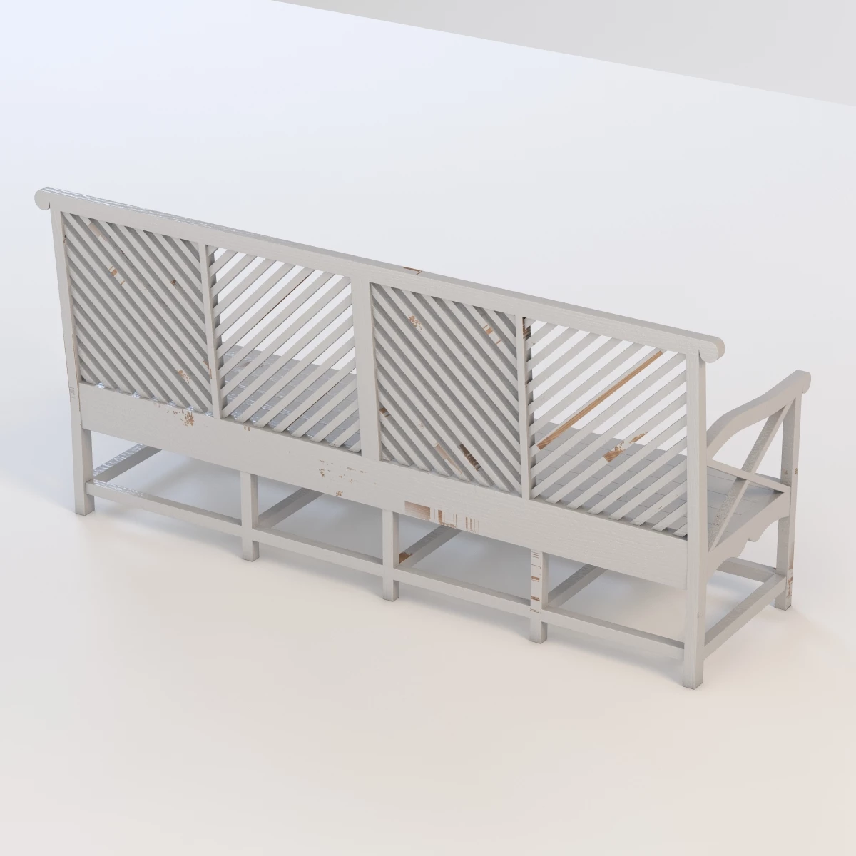 Outdoor Garden Bench Grey 3D Model_05