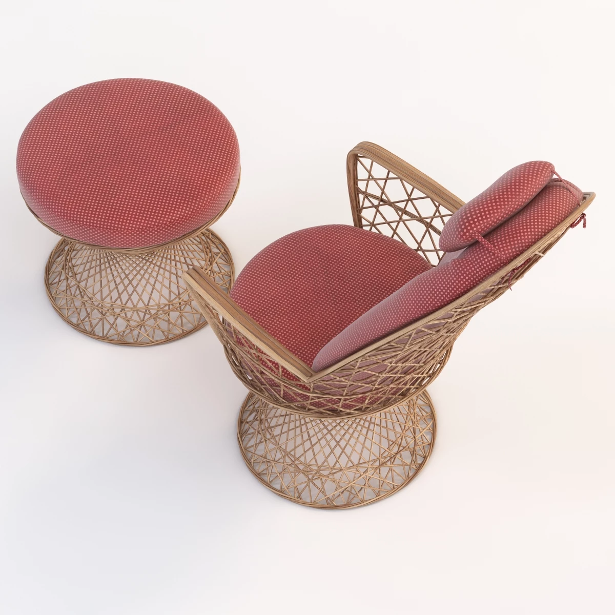 Saphir Outdoor Patio Garden Seat With Ottoman 3D Model_08