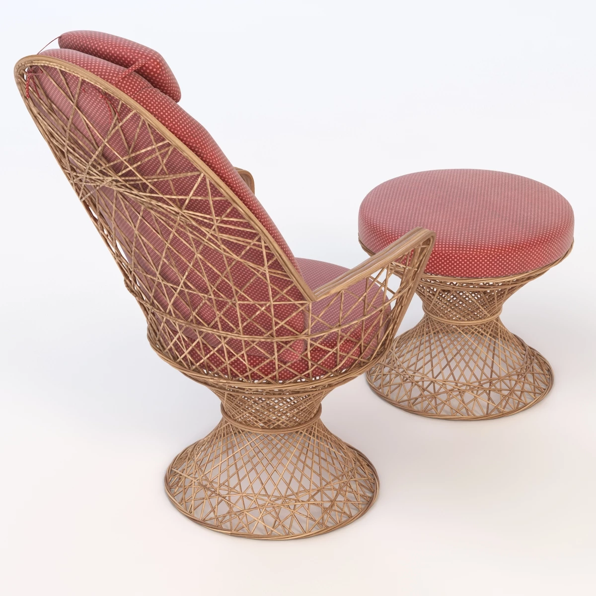 Saphir Outdoor Patio Garden Seat With Ottoman 3D Model_03