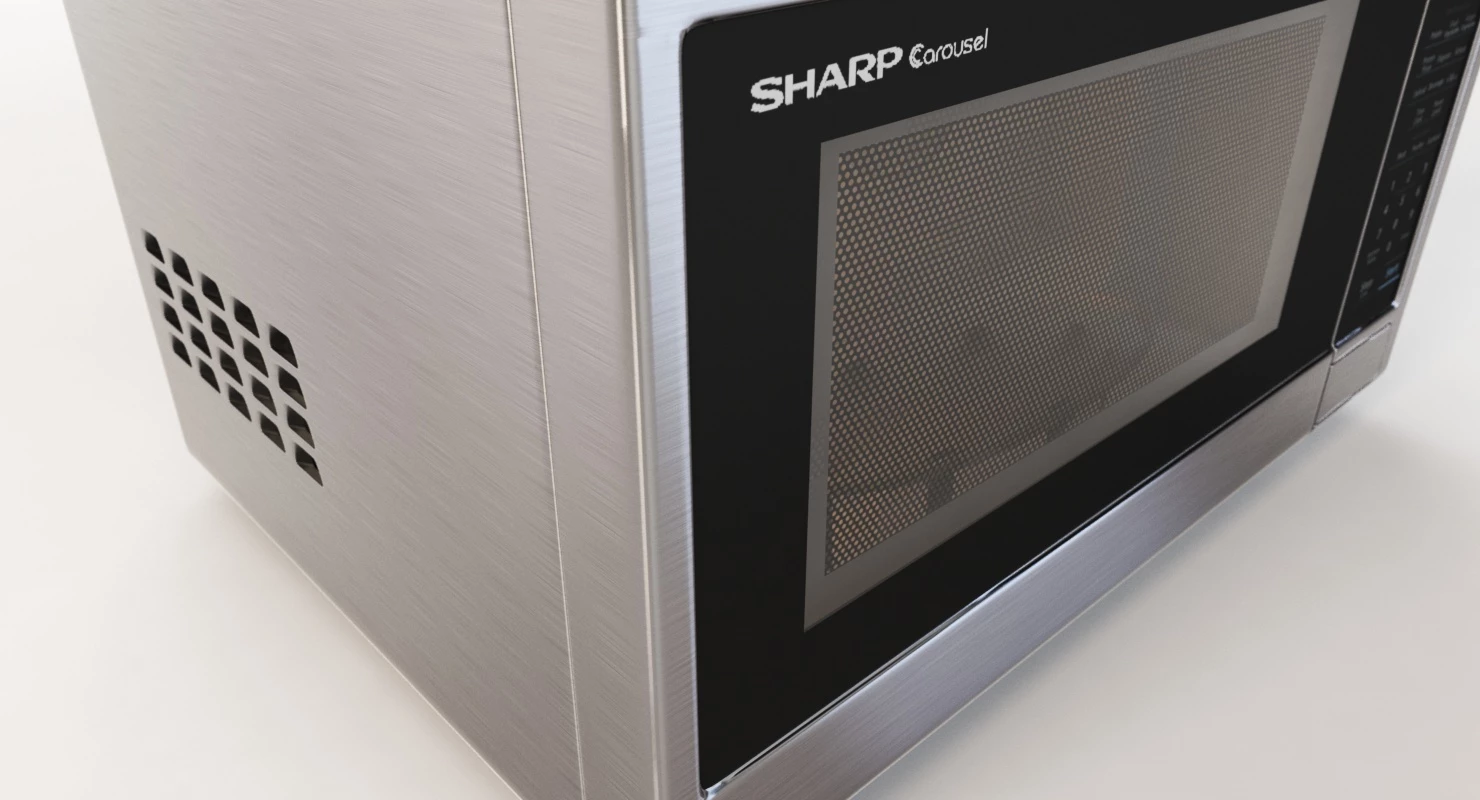 Sharp Carousel 1000w Countertop Microwave Oven With Popcorn Preset 3D Model_03