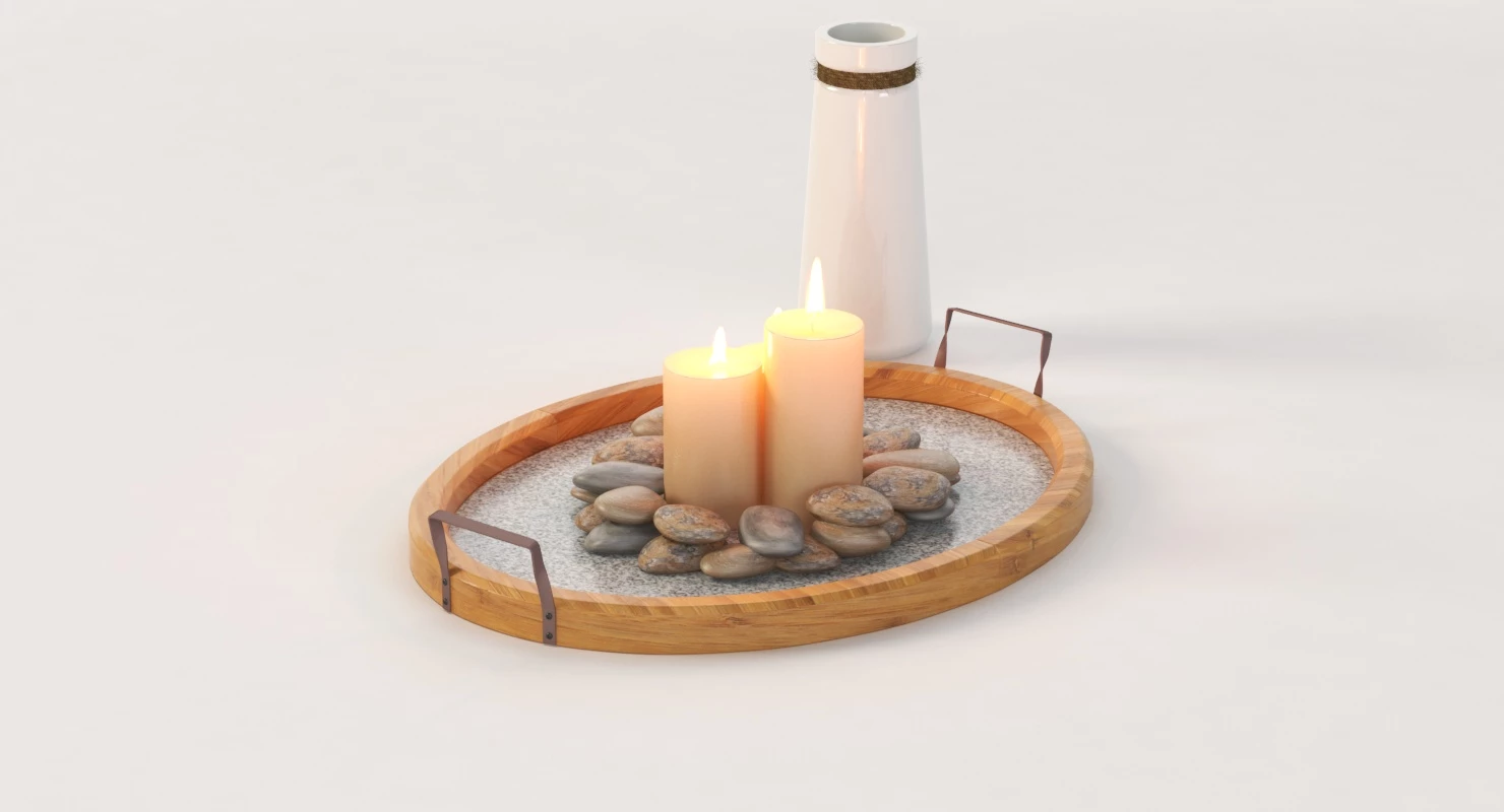 Stonebriar Oval Rustic Wood Tray Centerpiece for Table Top Decoration 3D Model_010