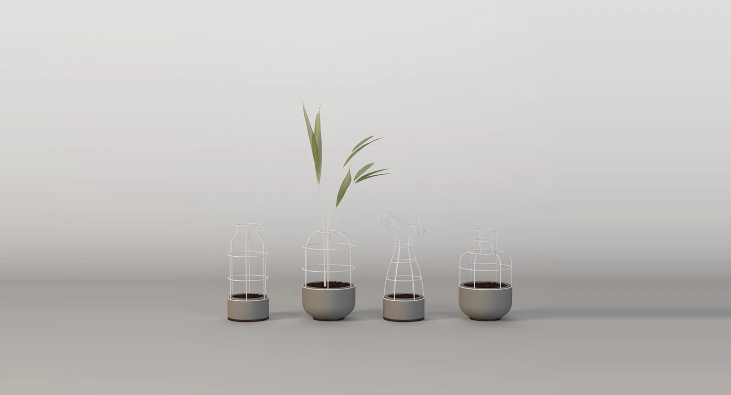 V4 Planter Vases Group for Table Top Decoration By Seung Yong Song 3D Model_01