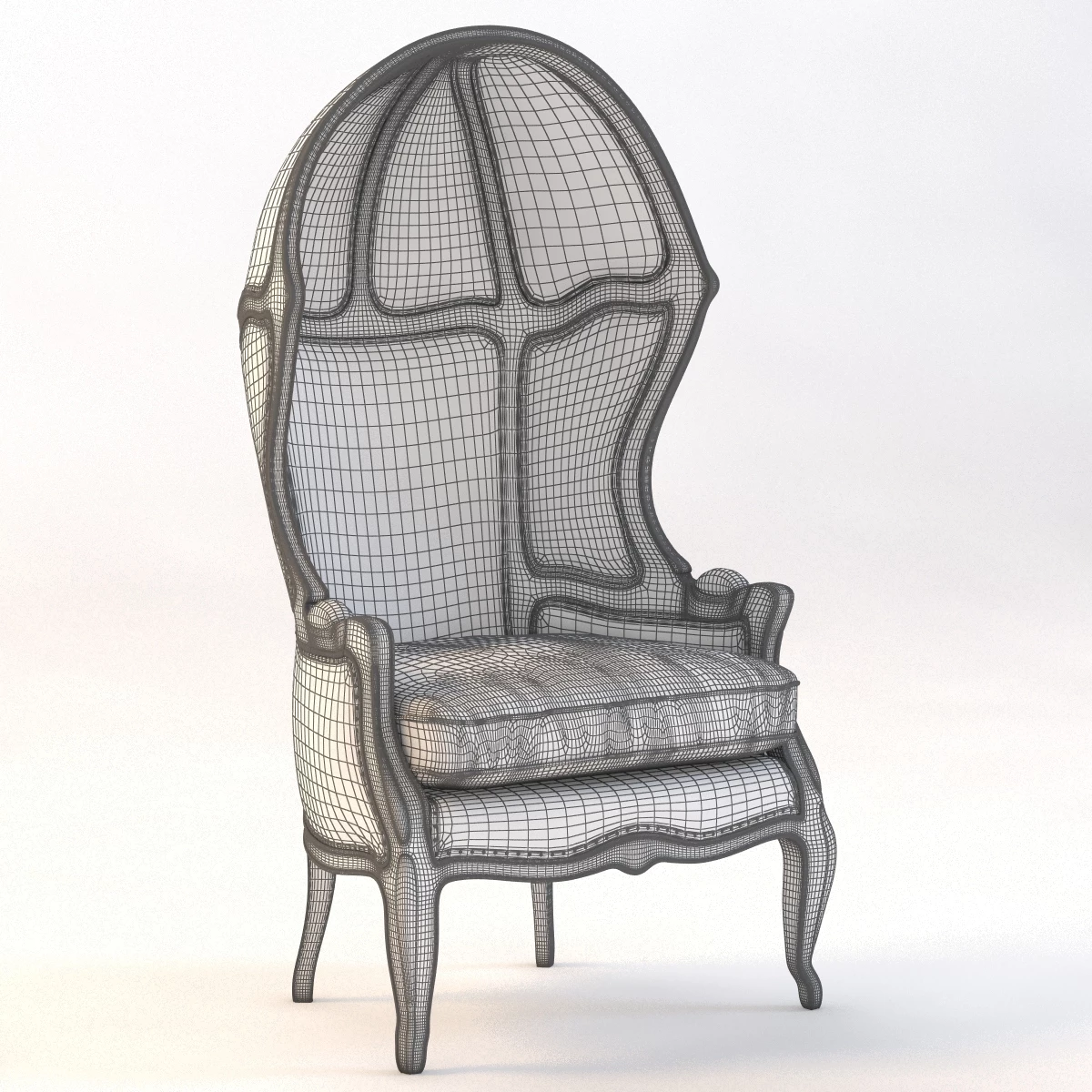 Versailles Burlap Backed Red Chair 3D Model_03