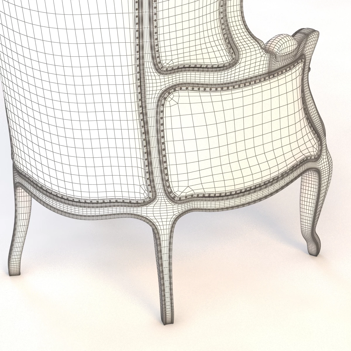 Versailles Burlap Backed Red Chair 3D Model_09