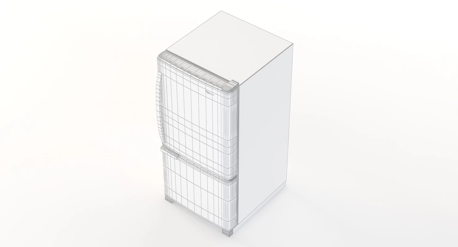 Whirlpool White Bottom Freezer Refrigerator WRB119WFBW 3D Model_06