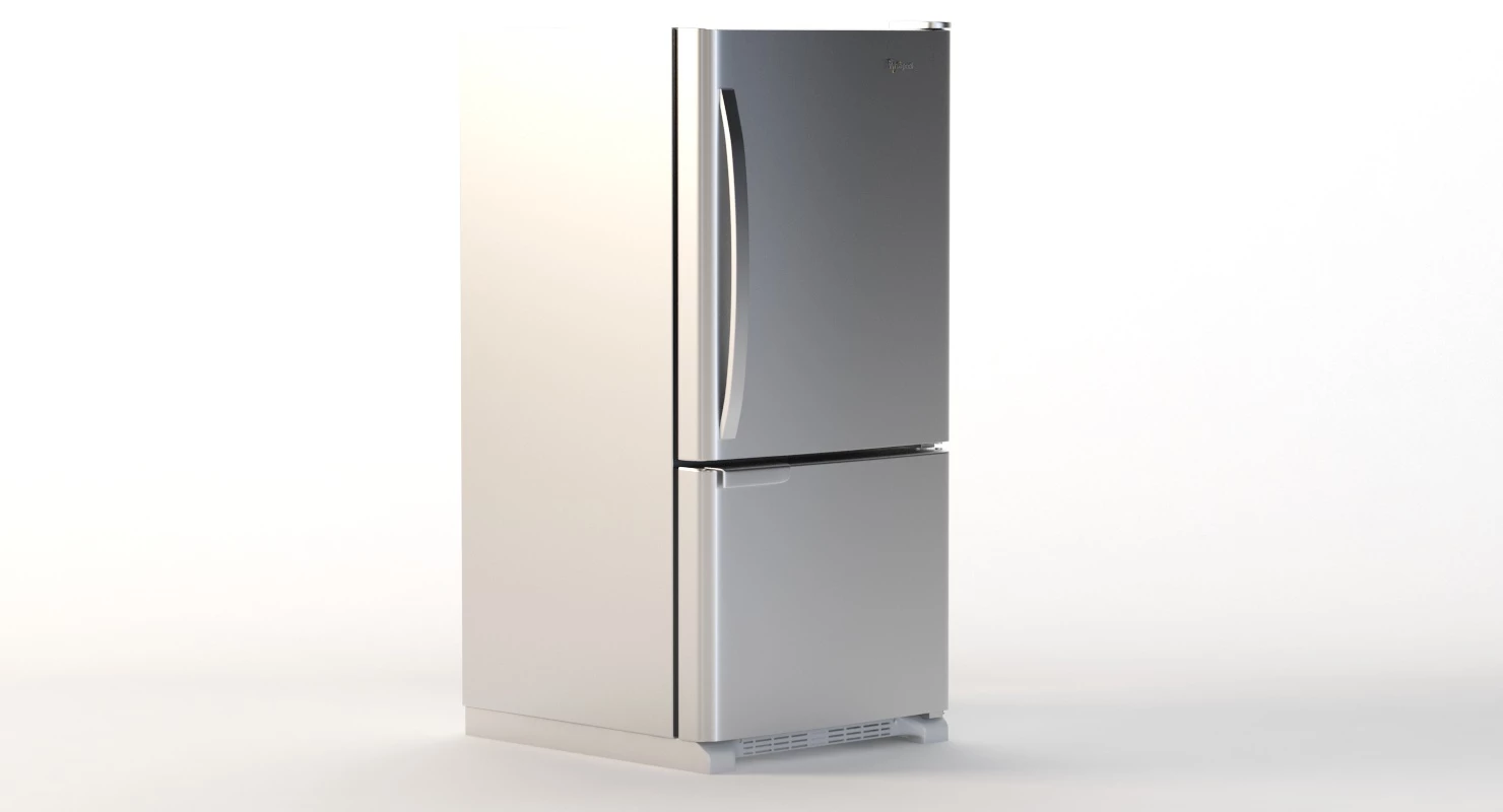 Whirlpool White Bottom Freezer Refrigerator WRB119WFBW 3D Model_08