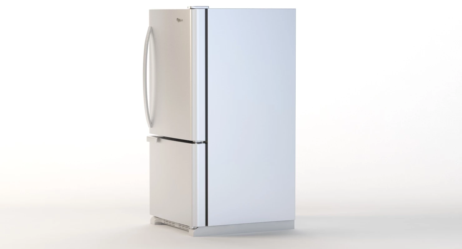 Whirlpool White Bottom Freezer Refrigerator WRB119WFBW 3D Model_012