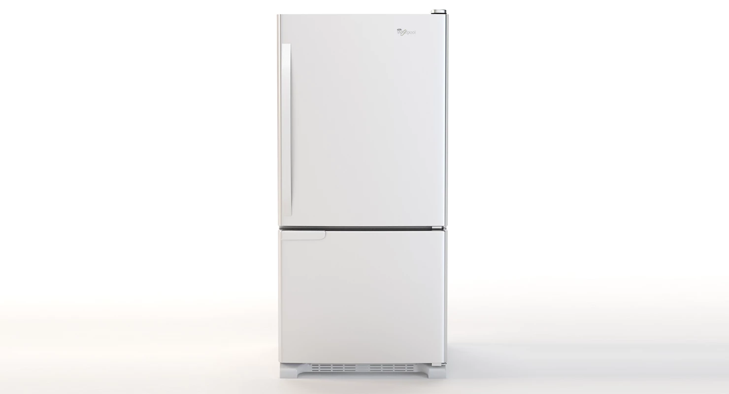 Whirlpool White Bottom Freezer Refrigerator WRB119WFBW 3D Model_01