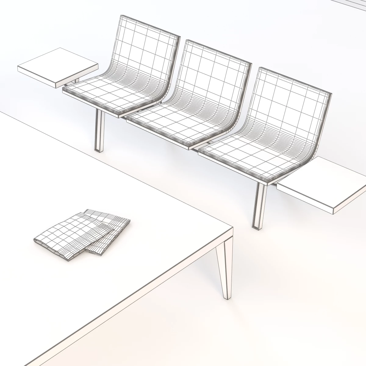 Trienal Three Seater Bench With Table 3D Model_013