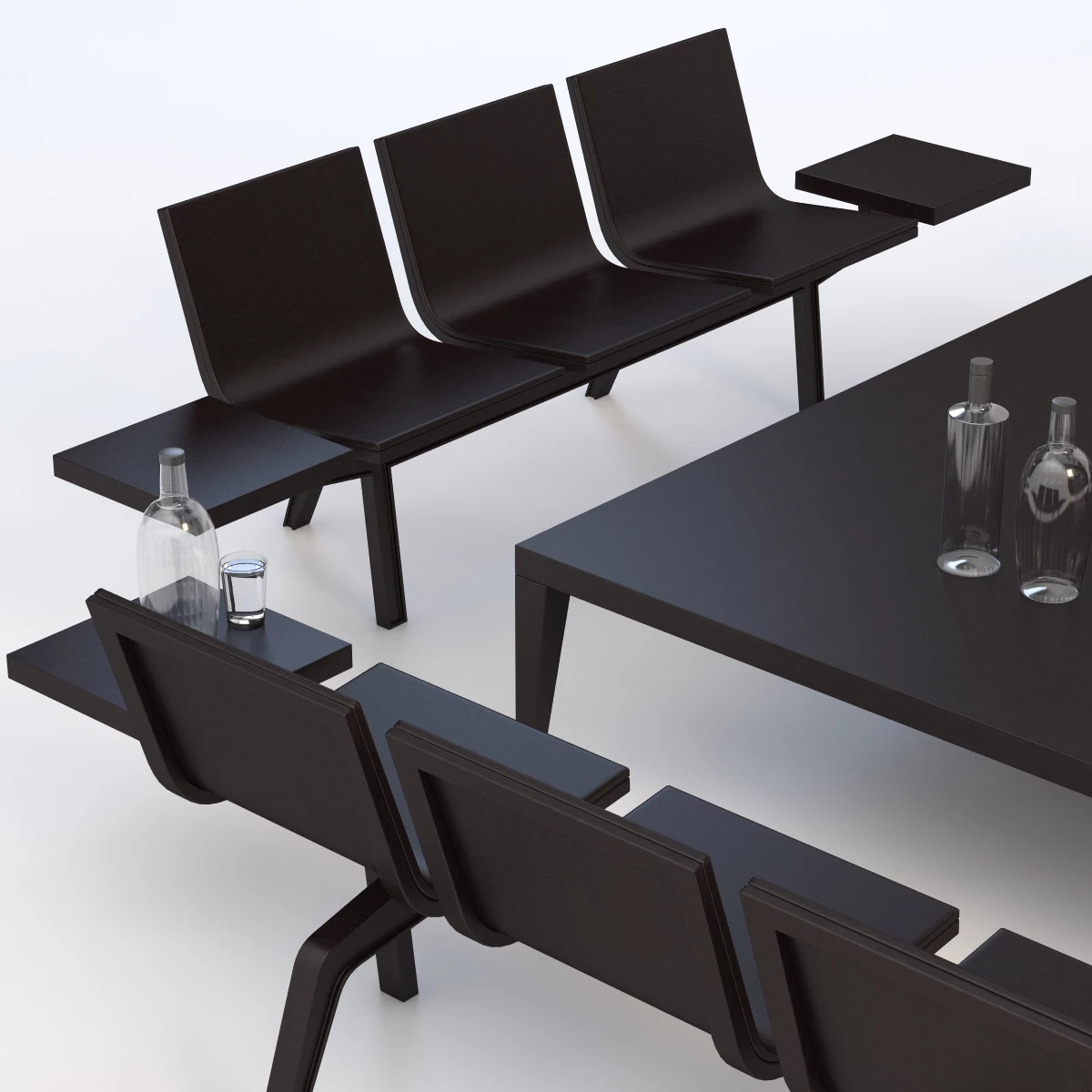 Trienal Three Seater Bench With Table 3D Model_03