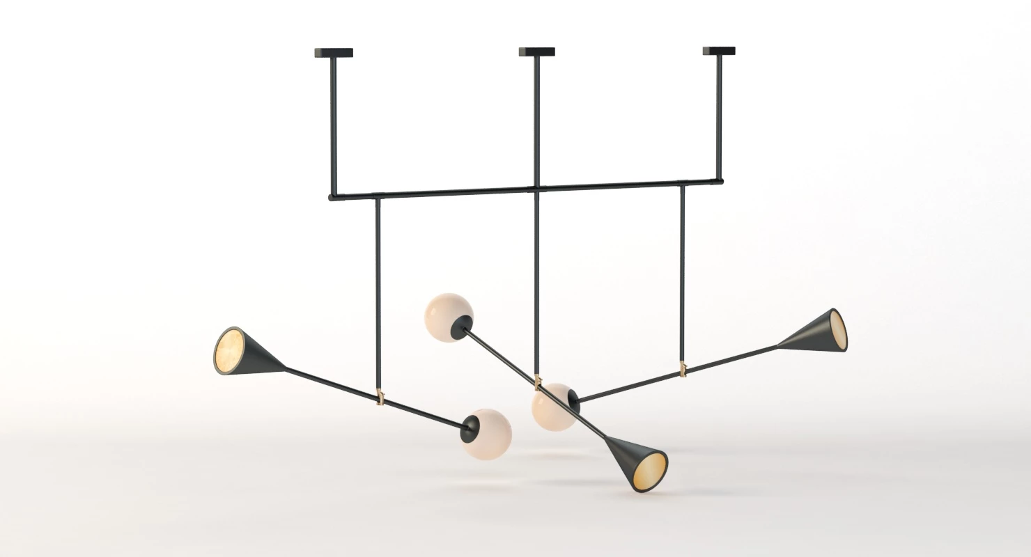 Trio Spear Light Contemporary Chandelier 3D Model_05