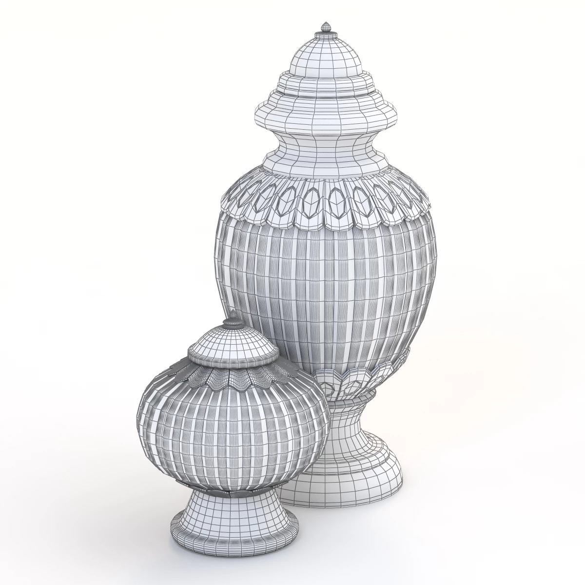 Marquetry Bone Covered Jars 3D Model_09