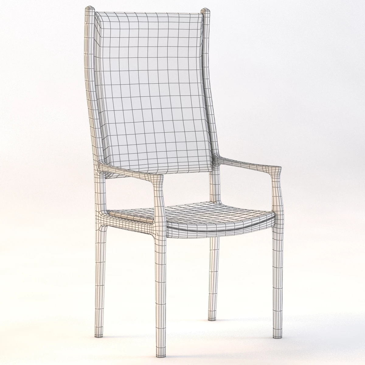 1960 High Back Armchair 3D Model_04