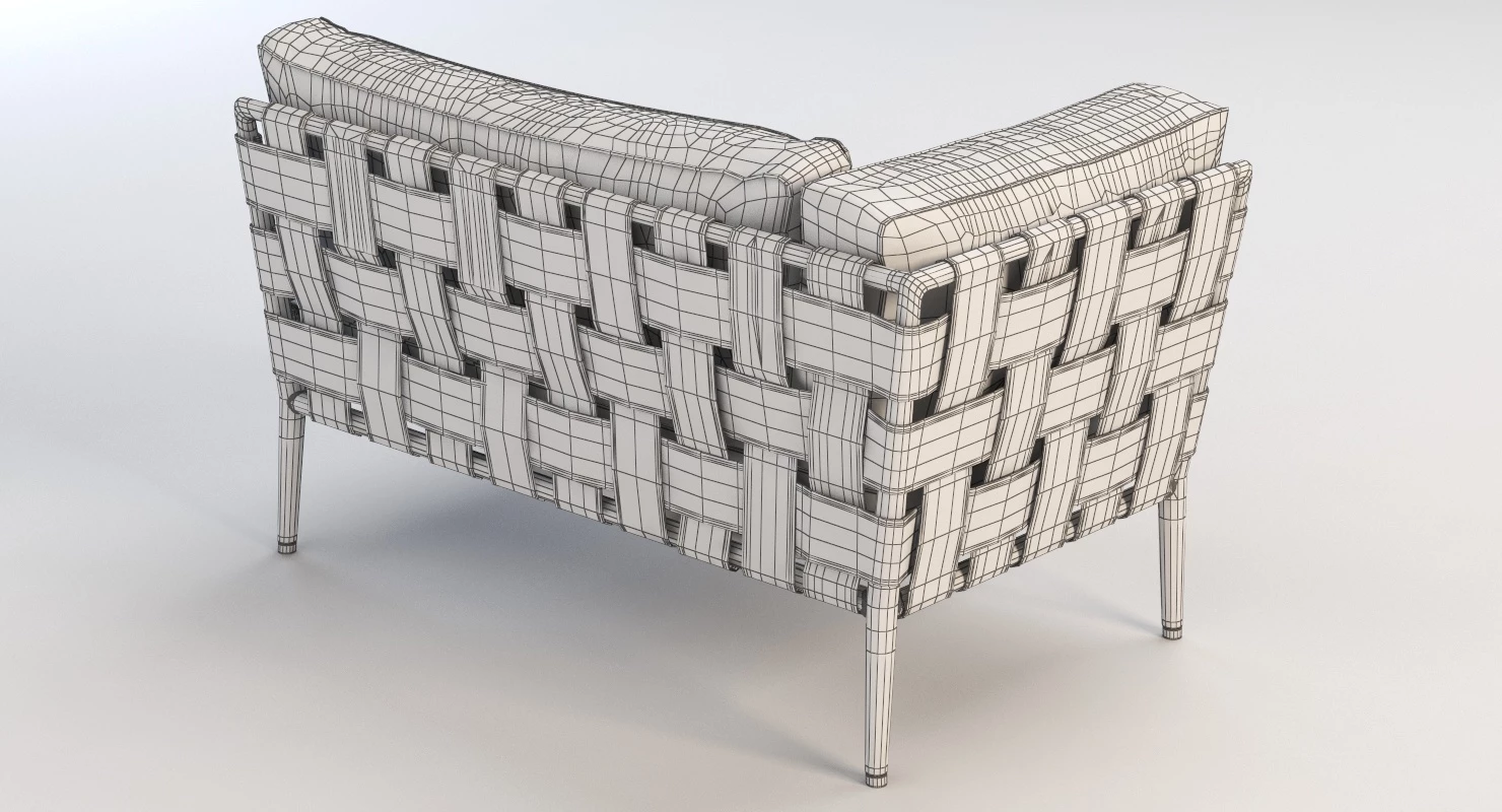Cane Line Conic Moduler Sofa Left Sectional Chaise 3D Model_05