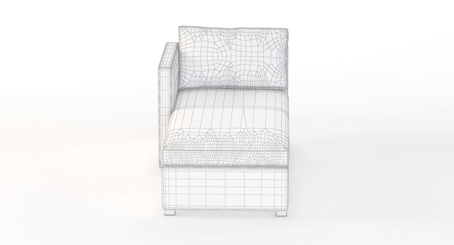 Cane Line Shape Sunbed Sectional Chaise Sofa Module 3D Model_04