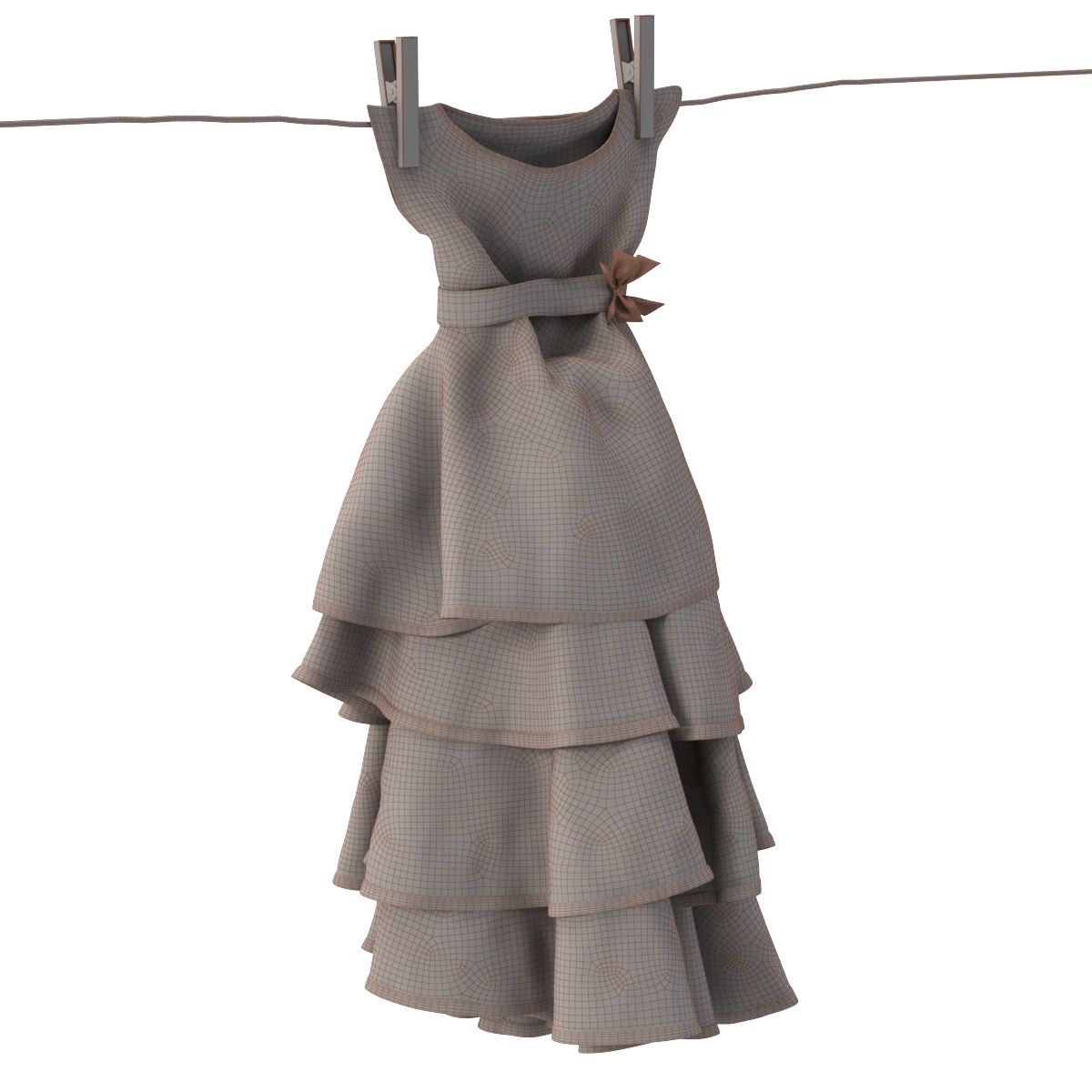 Tiered Baby Dress B 3D Model_06