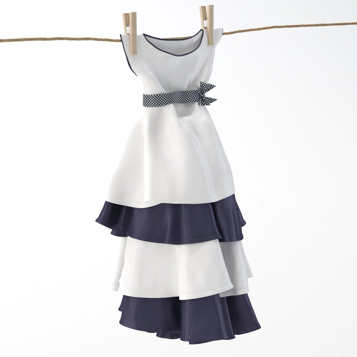 Tiered Baby Dress B 3D Model_01
