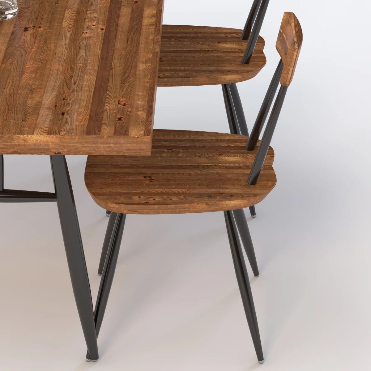 scandinavian pirkka table and chairs dining set by ilmari tapiovaara 1950s sweden f274 3D Model_03