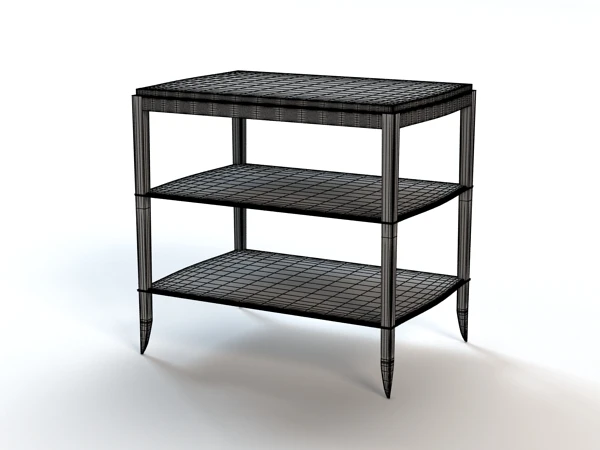 Atlantic Table With Shelves 3D Model_04