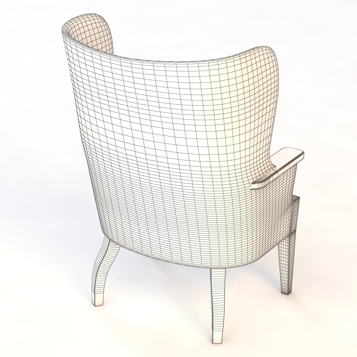 Formations Wooden Barrel Wing Chair 3D Model_011