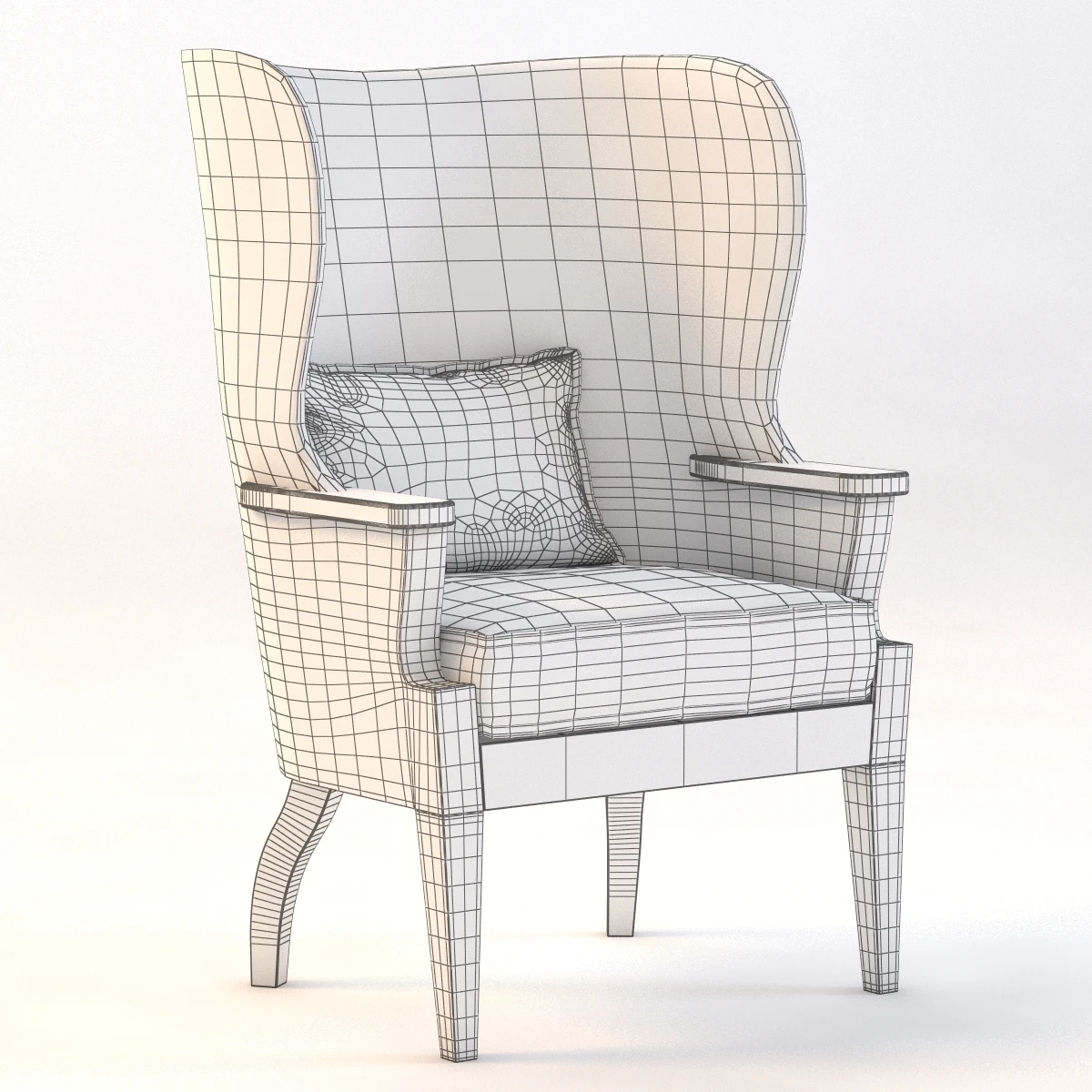 Formations Wooden Barrel Wing Chair 3D Model_010