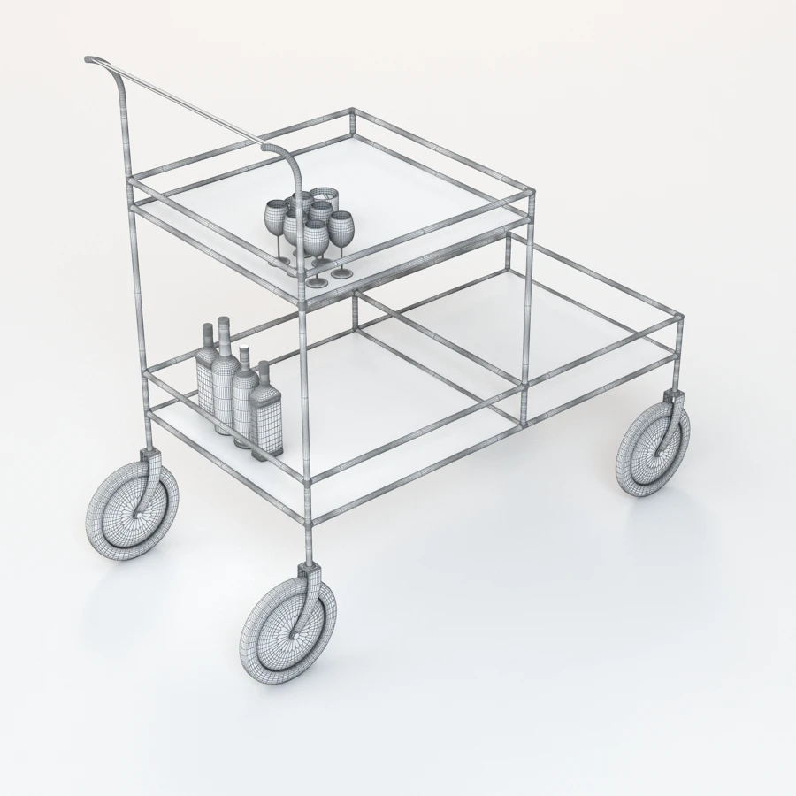 Gable Bar Cart 3D Model_06